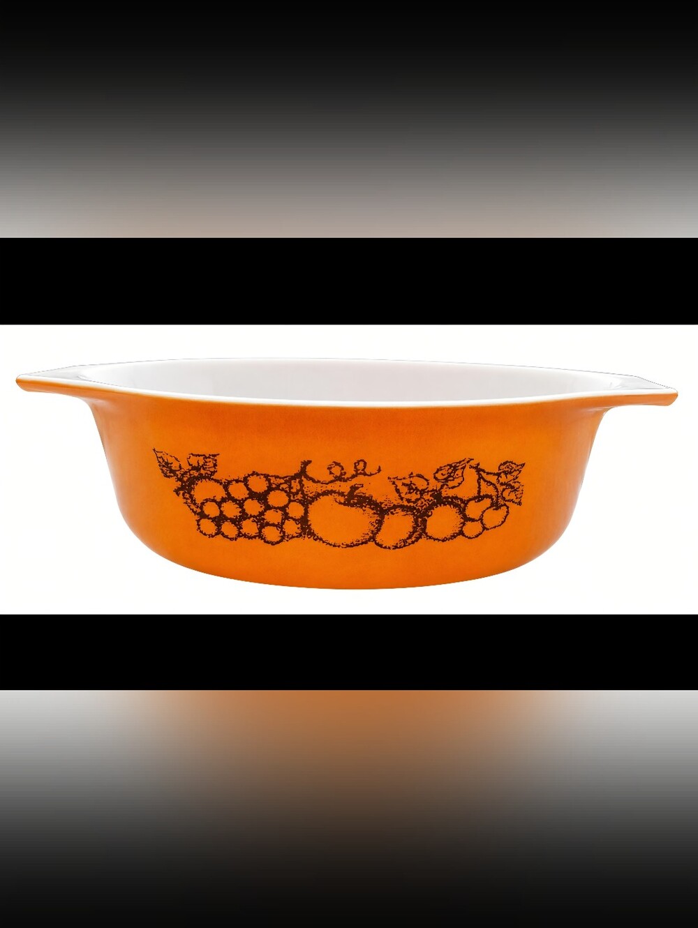 VIntage 1.5qt Pyrex "Old Orchard" Burnt Orange Casserole Dish No Lid